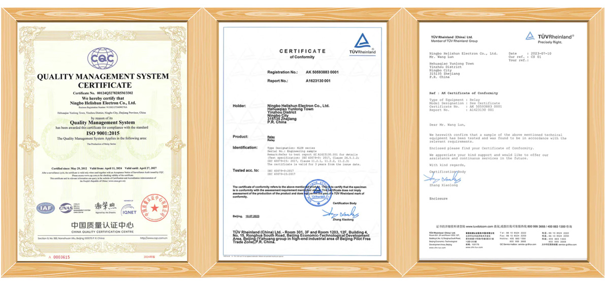 گواهی استاندارد رله های هلیشان
